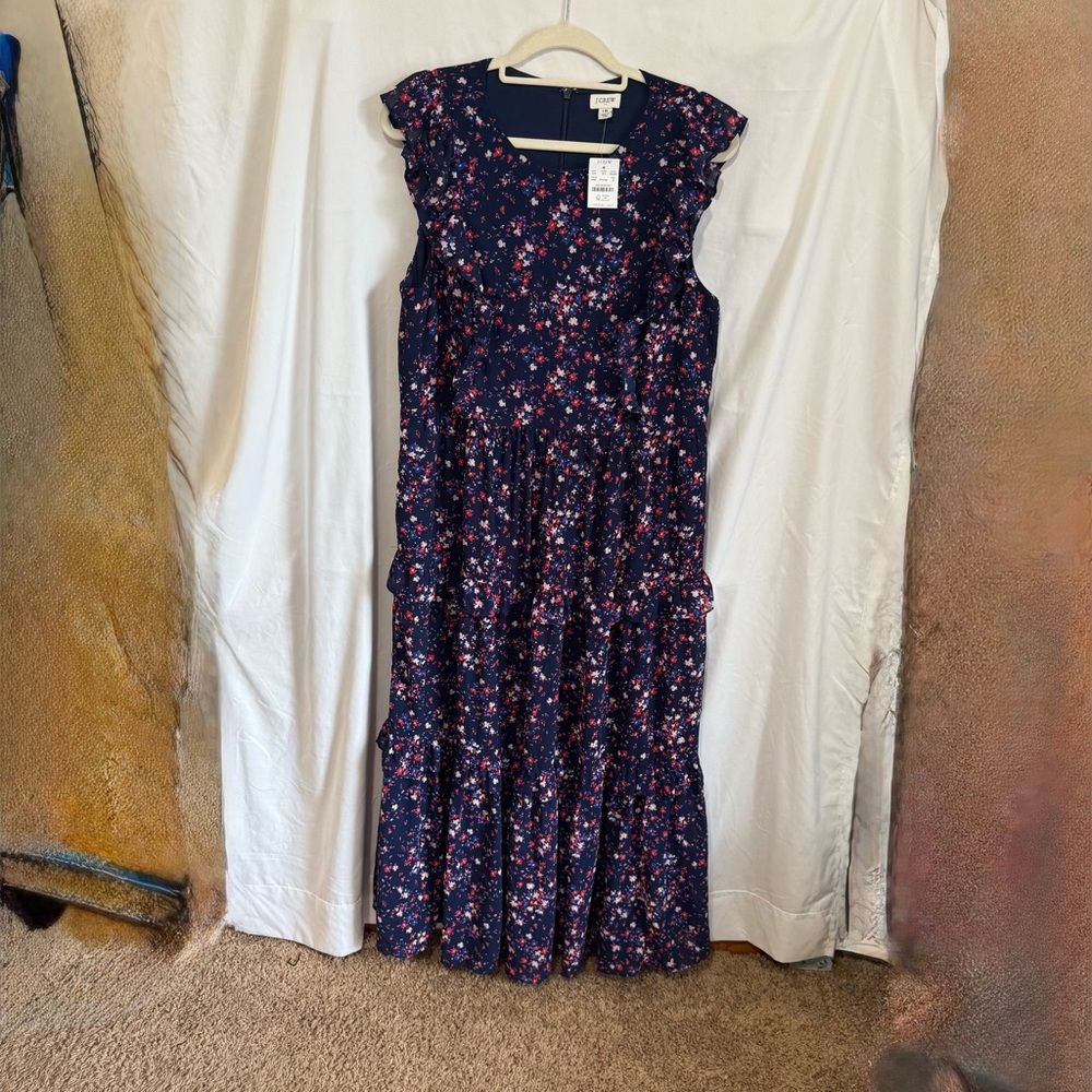 J. Crew Navy Floral Maxi Dress